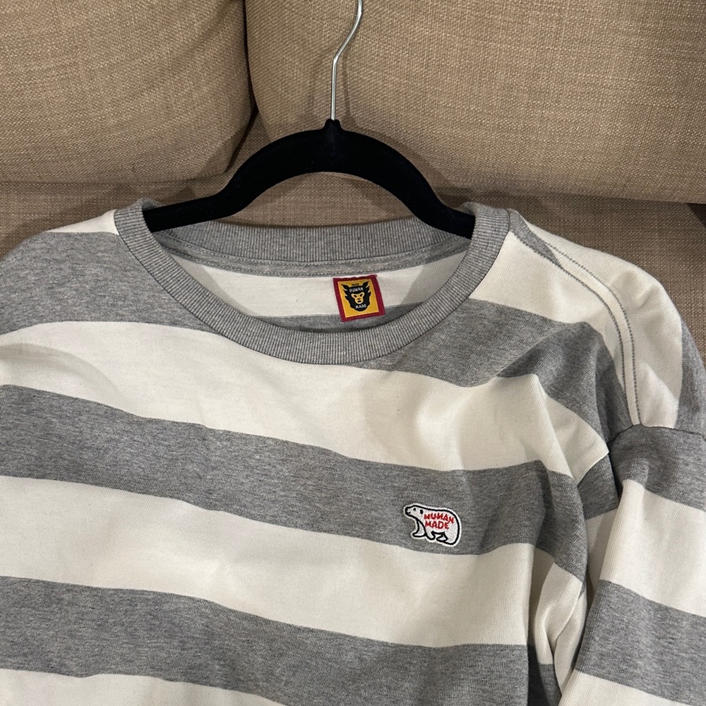 Striped Gray & White Human Made Long Sleeve Top
